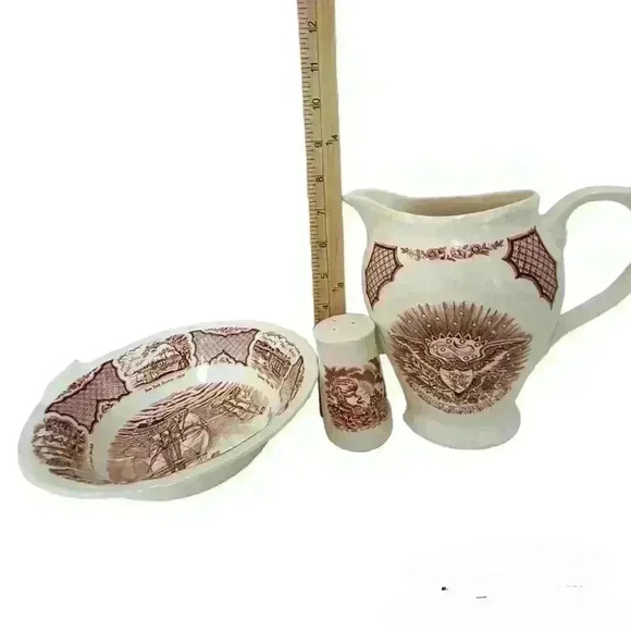 VTG ALFRED MEAKIN FAIR WINDS 7 1/2 WATER PITCHER BOWL SALT SET - Picture 2 of 16
